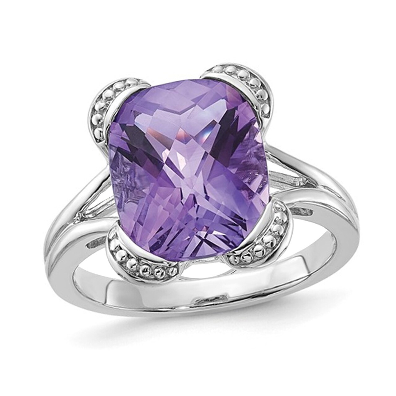 Gem And Harmony 5.33 Carat (ctw) Amethyst Ring in Polished Sterling Silver